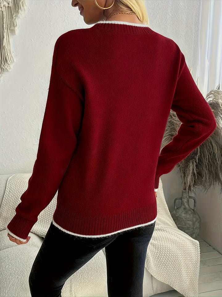 Women's Snowflake Christmas Crewneck Knit Sweater