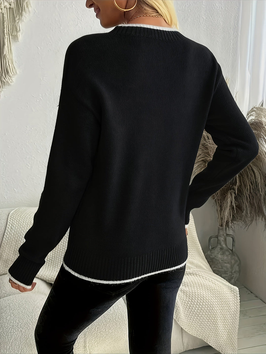Women's Snowflake Christmas Crewneck Knit Sweater