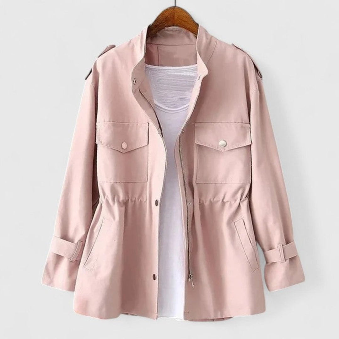 Women's Utility Zip Up Snap Pocket Drawstring Waist Jacket