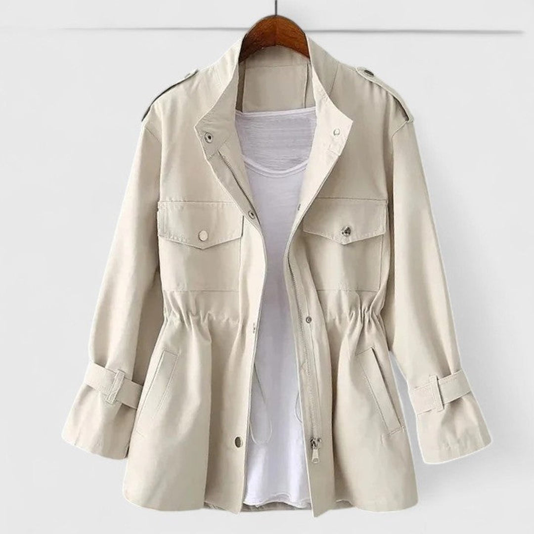 Women's Utility Zip Up Snap Pocket Drawstring Waist Jacket