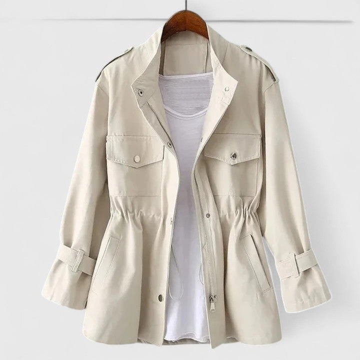 Women's Utility Zip Up Snap Pocket Drawstring Waist Jacket