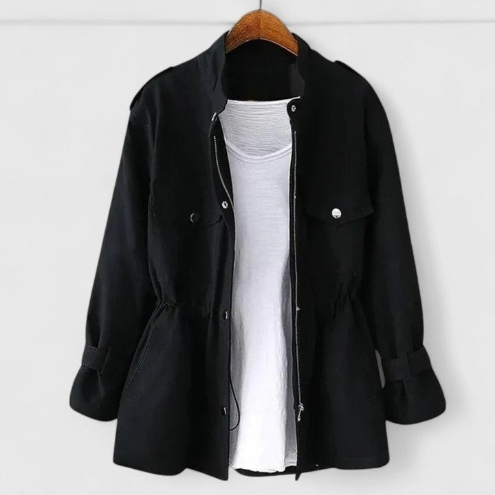 Women's Utility Zip Up Snap Pocket Drawstring Waist Jacket