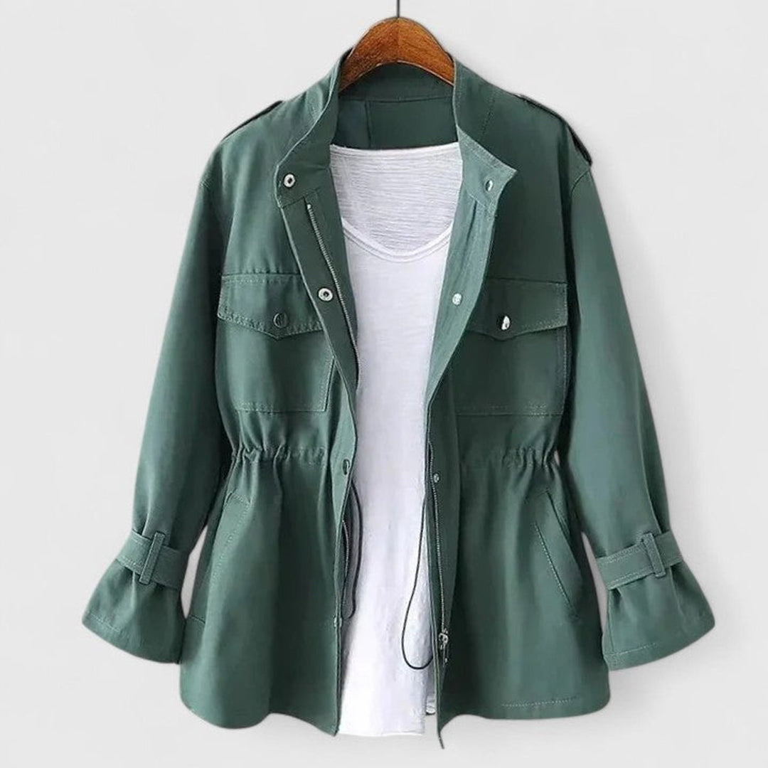 Women's Utility Zip Up Snap Pocket Drawstring Waist Jacket