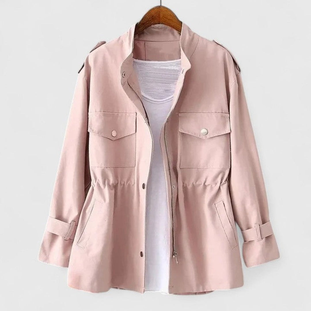 Women's Utility Zip Up Snap Pocket Drawstring Waist Jacket