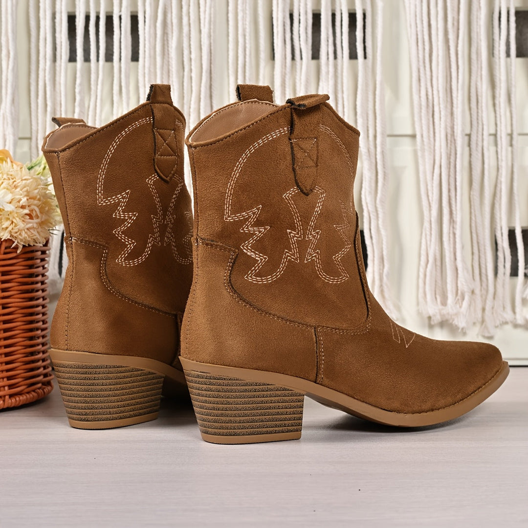 Women's Wide Calf Pointed Toe Western Cowboy Boots