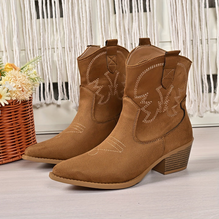Women's Wide Calf Pointed Toe Western Cowboy Boots