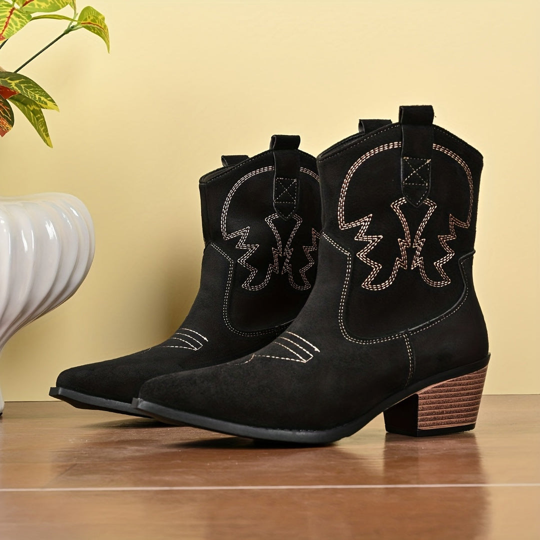 Women's Wide Calf Pointed Toe Western Cowboy Boots
