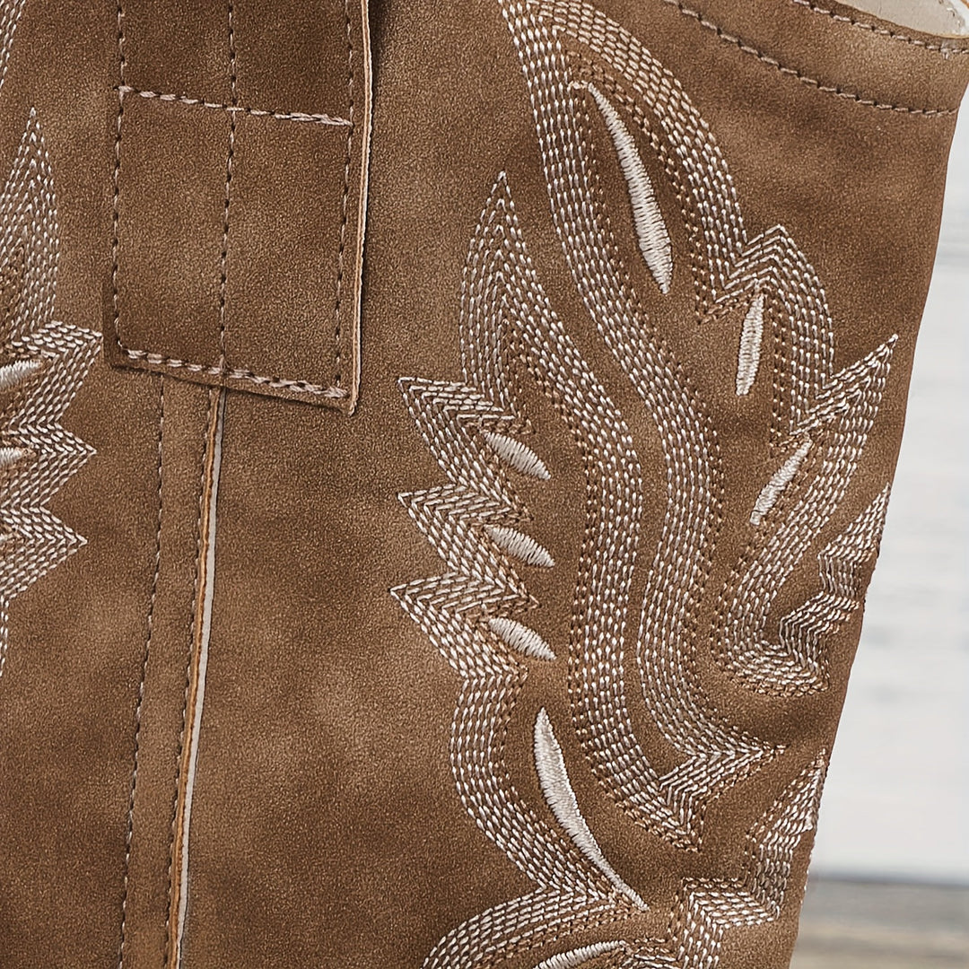 Women's Wide Calf Pull On Embroidered Western Boots