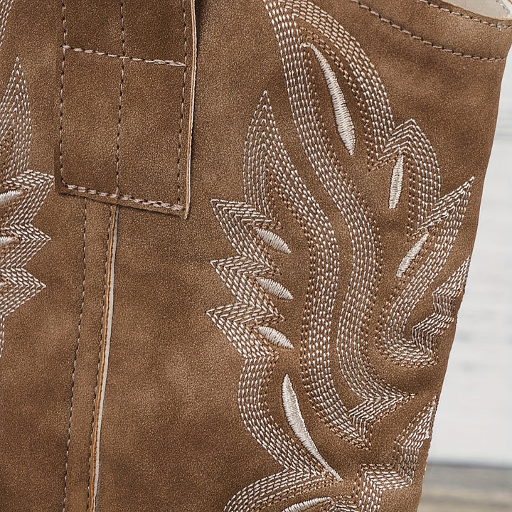 Women's Wide Calf Pull On Embroidered Western Boots