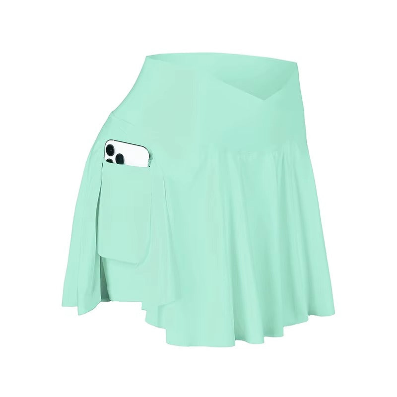 Women Spring Elegant High-Waist Ruffle Athletic Tennis Skirt